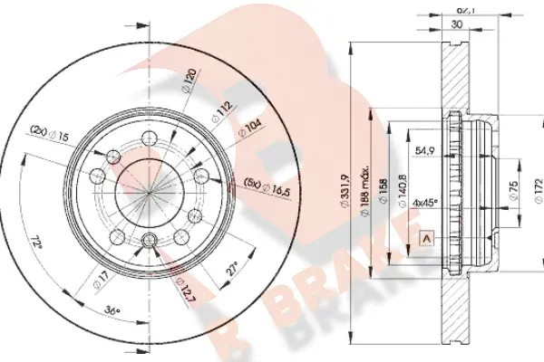 Disque de frein R BRAKE 78RBD26045