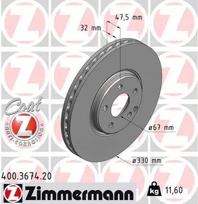 Disque de frein ZIMMERMANN 400.3674.20