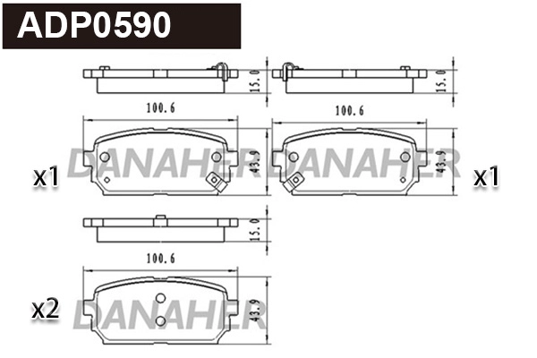 Kit de plaquettes de frein, frein à disque DANAHER ADP0590