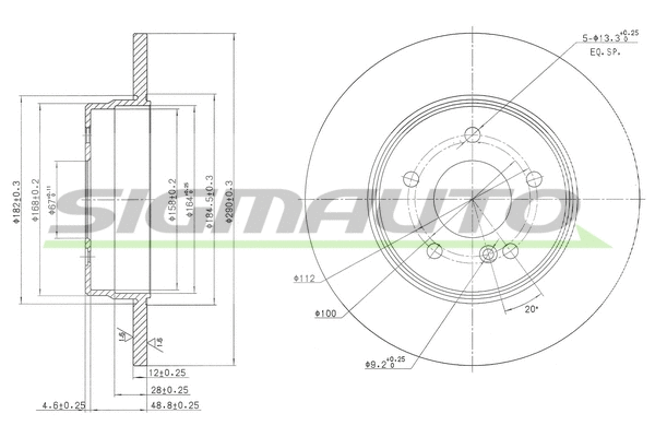 Disque de frein SIGMAUTO DBB251S