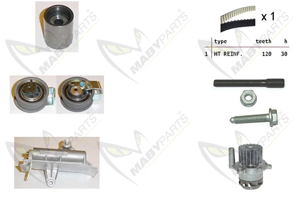Pompe à eau + kit de courroie crantée MABYPARTS OBKWP0113