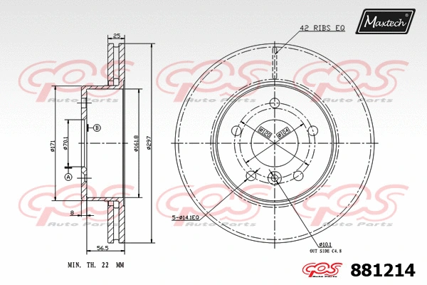 Disque de frein MAXTECH 881214