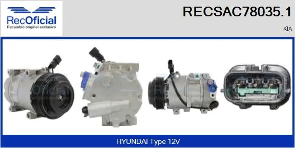 Compresseur, climatisation RECOFICIAL RECSAC78035.1