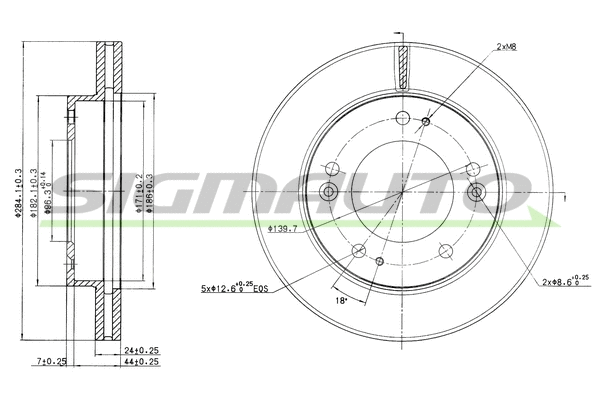 Disque de frein SIGMAUTO DBA993V