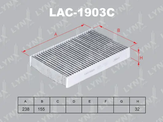 Filtre, air de l'habitacle LYNXAUTO LAC-1903C