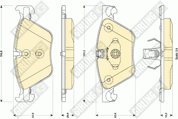 Kit de plaquettes de frein, frein à disque GIRLING 6118822