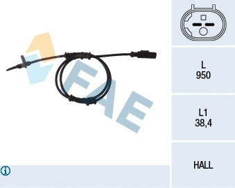 Capteur, vitesse de roue FAE 78093
