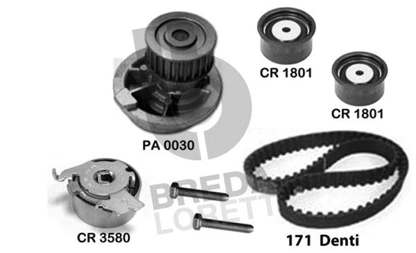 Pompe à eau + kit de courroie crantée BREDA LORETT KPA0159A