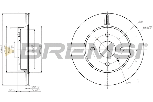 Disque de frein BREMSI CD7774V