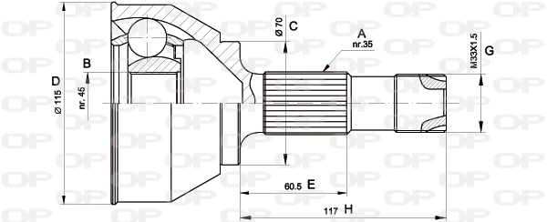 Jeu de joints, arbre de transmission OPEN PARTS CVJ5458.10