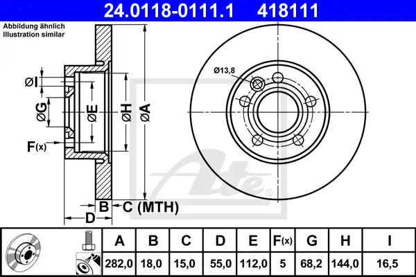 Disque de frein ATE-APAC 24.0118-0111.1