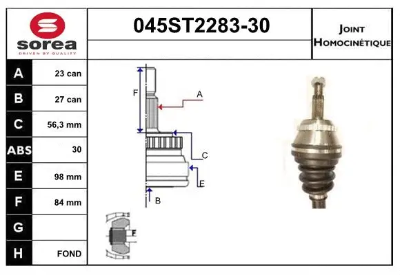 Jeu de joints, arbre de transmission STARTCAR 045ST2283-30