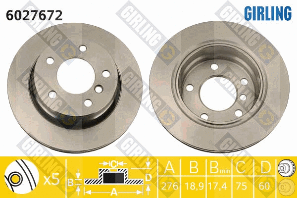 Disque de frein GIRLING 6027672