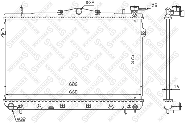 Radiateur, refroidissement du moteur STELLOX 10-25304-SX