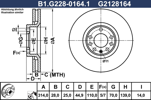 Disque de frein GALFER B1.G228-0164.1