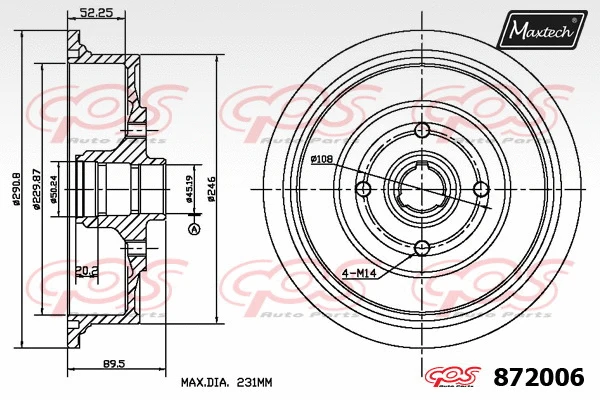 Tambour de frein MAXTECH 872006