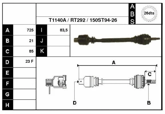 Arbre de transmission Technika 38150A