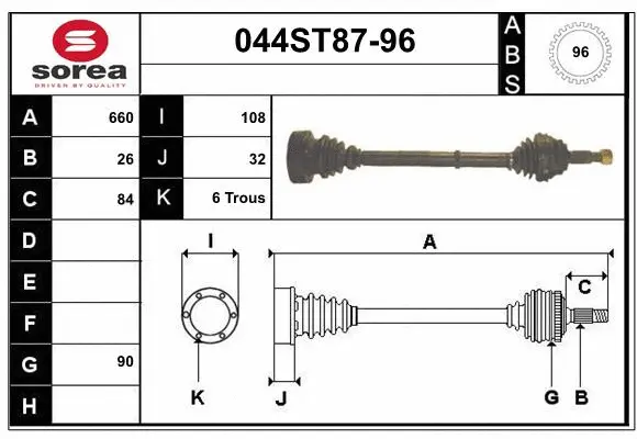 Arbre de transmission STARTCAR 044ST87-96