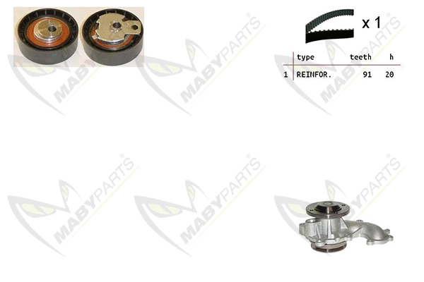 Pompe à eau + kit de courroie crantée MABYPARTS OBKWP0149