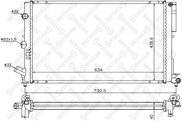 Radiateur, refroidissement du moteur STELLOX 10-25037-SX