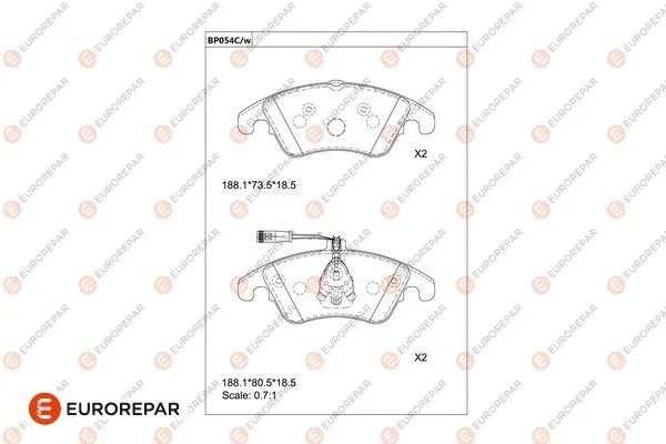 Kit de plaquettes de frein, frein à disque EUROREPAR 1681223680