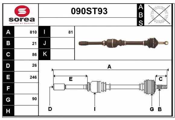 Arbre de transmission STARTCAR 090ST93