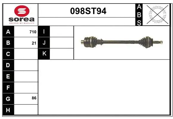 Arbre de transmission STARTCAR 098ST94