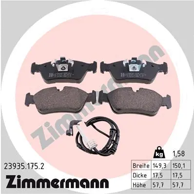 Kit de plaquettes de frein, frein à disque ZIMMERMANN 23935.175.2