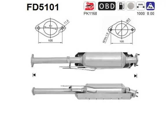 Filtre à particules / à suie, échappement AS FD5101