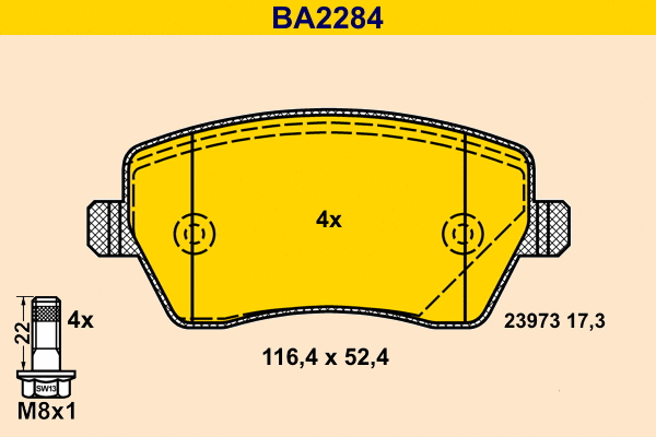 Kit de plaquettes de frein, frein à disque BARUM BA2284