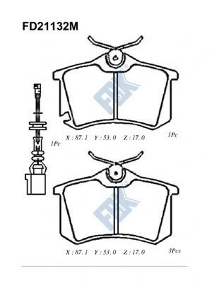 Kit de plaquettes de frein, frein à disque FBK FD21132M