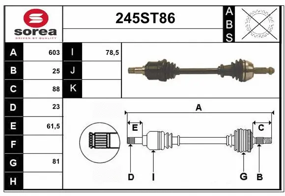Arbre de transmission STARTCAR 245ST86