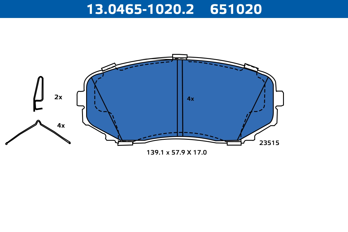 Kit de plaquettes de frein, frein à disque ATE-APAC 13.0465-1020.2