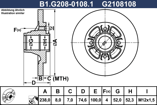 Disque de frein GALFER B1.G208-0108.1