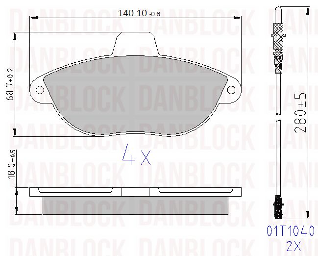 Kit de plaquettes de frein, frein à disque DANBLOCK DB 510438