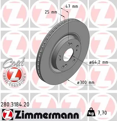 Disque de frein ZIMMERMANN 280.3184.20