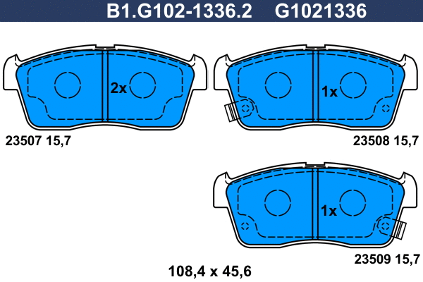 Kit de plaquettes de frein, frein à disque GALFER B1.G102-1336.2