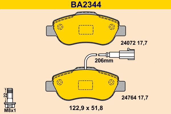 Kit de plaquettes de frein, frein à disque BARUM BA2344