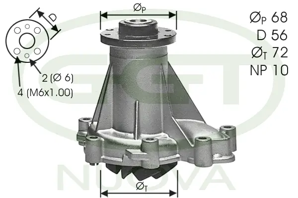 Pompe à eau, refroidissement du moteur GGT PA11134