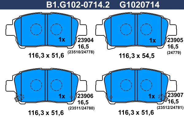 Kit de plaquettes de frein, frein à disque GALFER B1.G102-0714.2