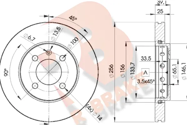 Disque de frein R BRAKE 78RBD25605