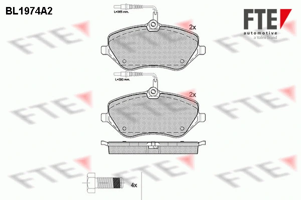 Kit de plaquettes de frein, frein à disque FTE 9010561