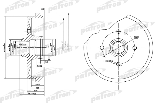 Tambour de frein PATRON PDR1184