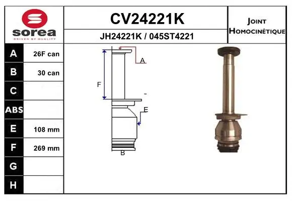 Jeu de joints, arbre de transmission EAI CV24221K