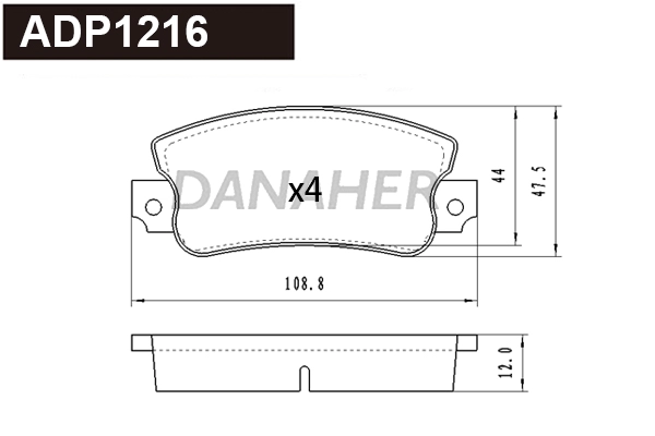 Kit de plaquettes de frein, frein à disque DANAHER ADP1216