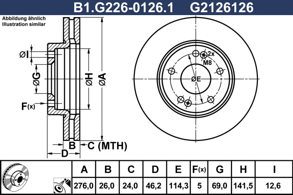 Disque de frein GALFER B1.G226-0126.1
