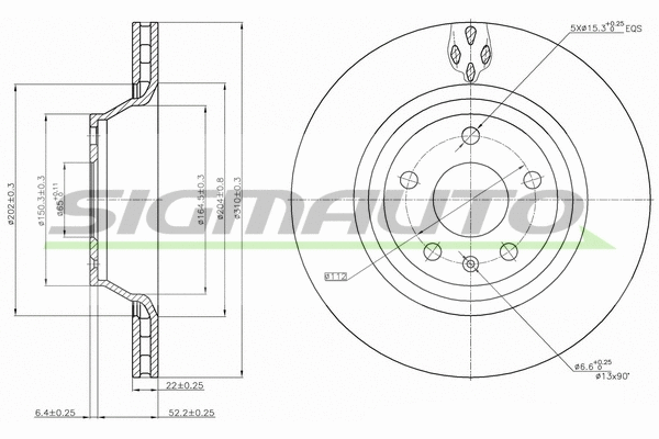 Disque de frein SIGMAUTO DBB849V