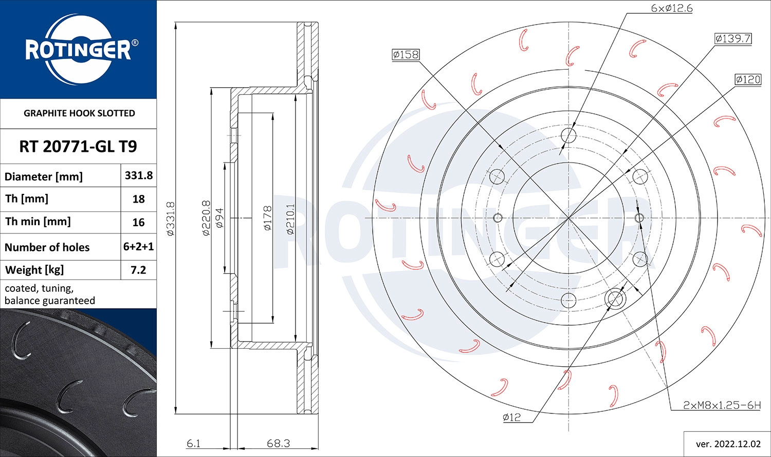 Disque de frein ROTINGER RT 20771-GL T9