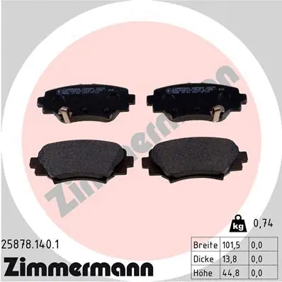 Kit de plaquettes de frein, frein à disque ZIMMERMANN 25878.140.1