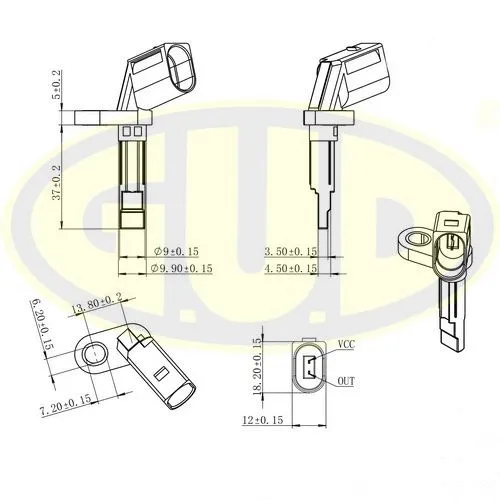 Capteur, vitesse de roue G.U.D. GABS01046